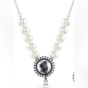 Swarovski Swan Crystal pearl, Swan, Gray, Rhodium plated Necklace NWT
